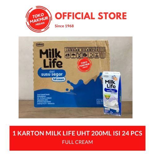 1 KARTON MILK LIFE UHT 200 ML ISI 24 PCS