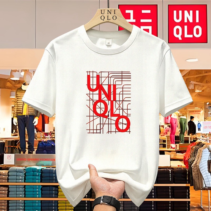 COD kaos pria Kaos Pria Terbaru - Leher Bulat, 100% Katun, Ukuran Besar, Kasual Kaos Pasangan UNIQLO