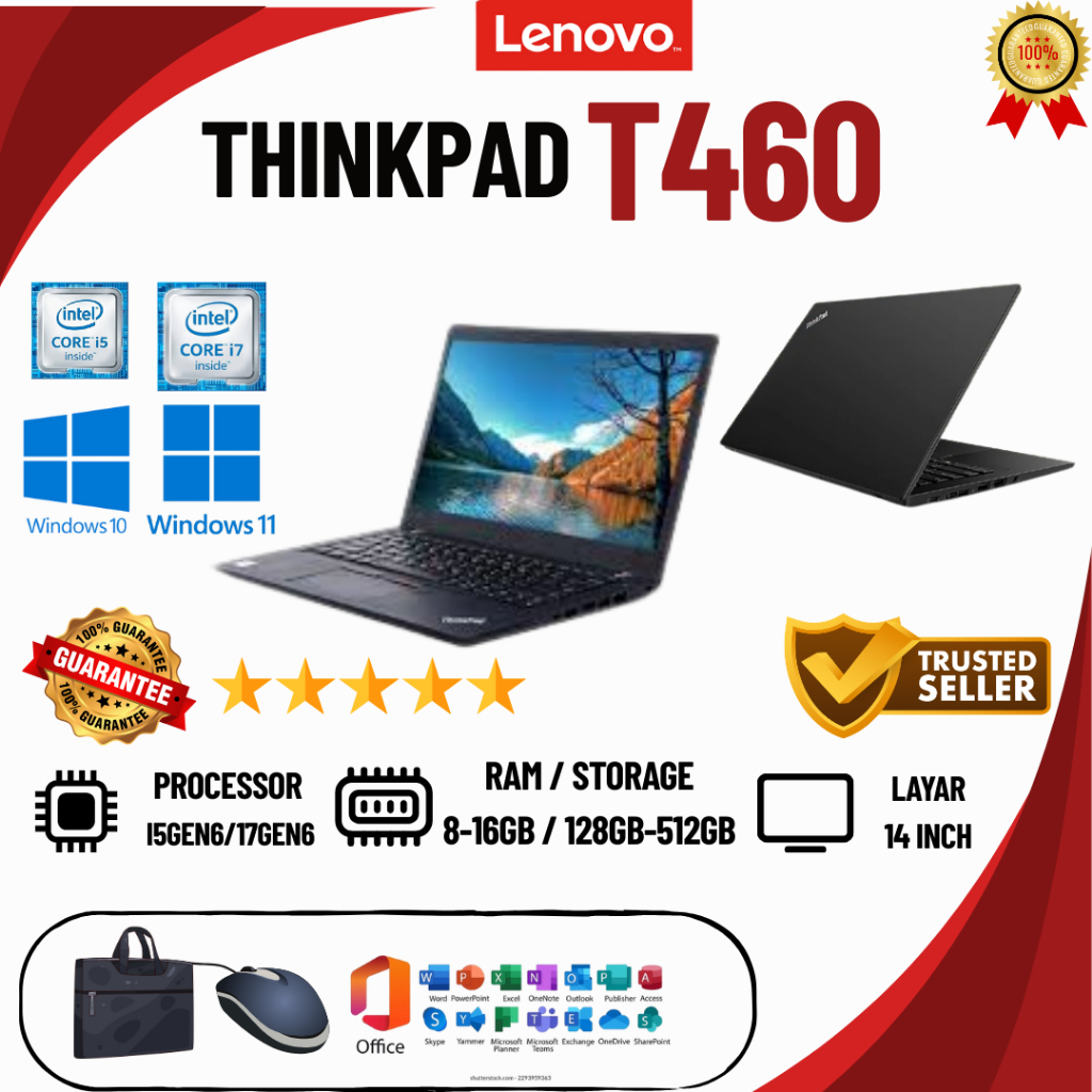 Laptop Lenovo Thinkpad T460 / T460s | Intel Core i5 / i7 Gen 6 | Ram 4GB - 16GB | 128GB - 512GB | SE