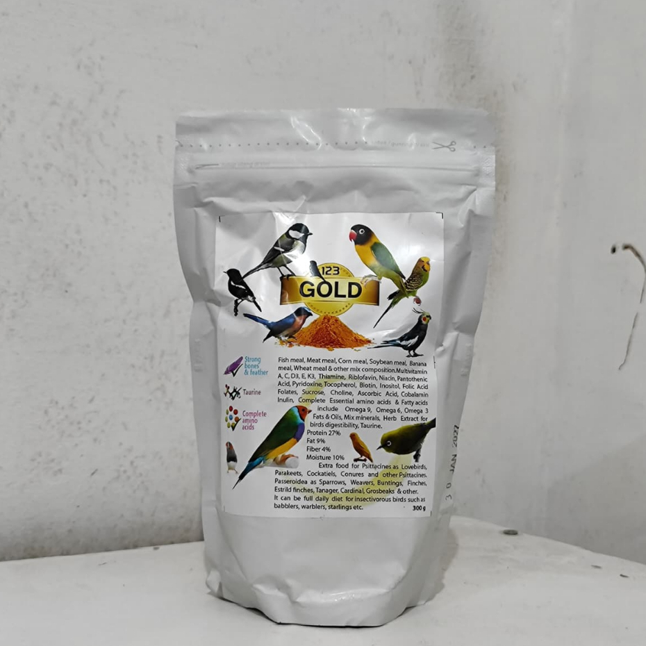Gold By 123 Premium EF - Nutrien Extra Fooding Pakan Burung Pleci Murai Kenari FInch Lovebird