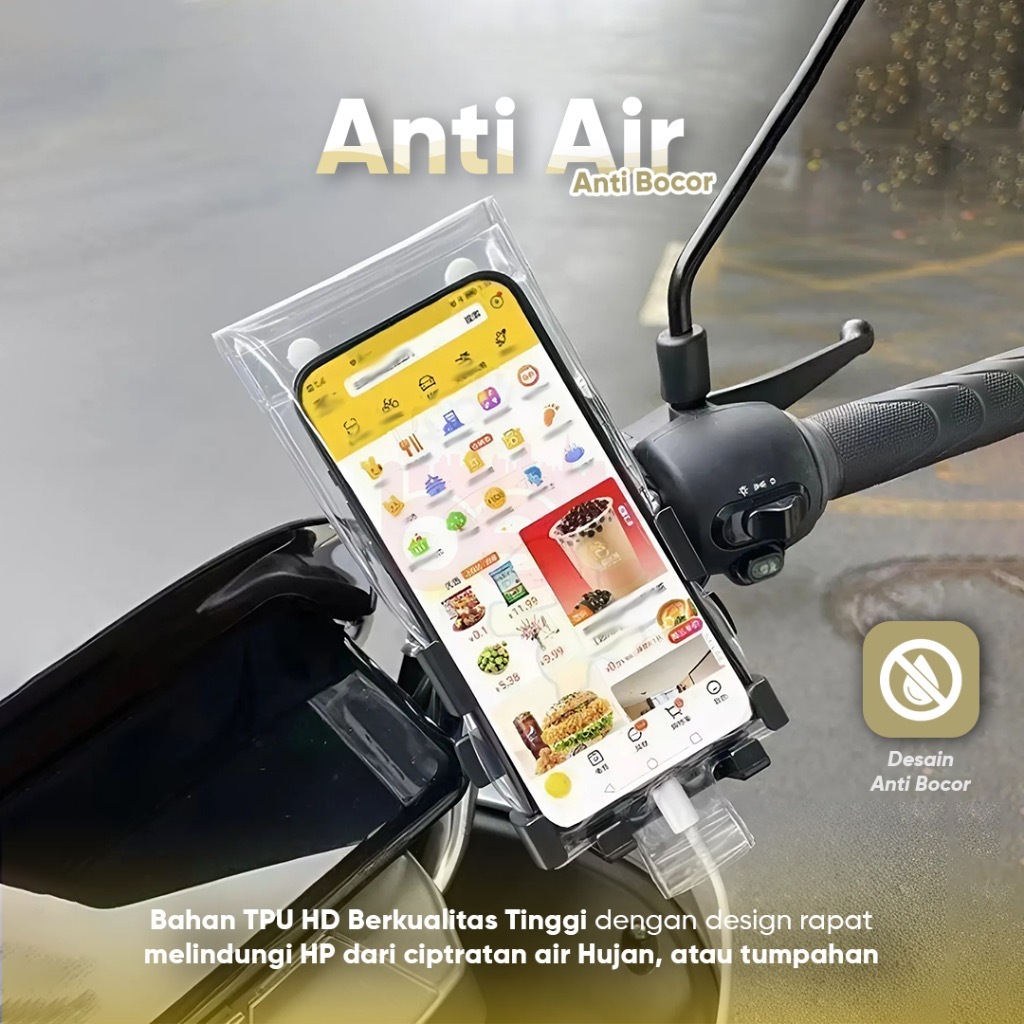 Sarung HP Cover HP Anti Air Bahan plastik tebal Rider Anti Air Motif Polos | Cover HP Anti Air Gantu