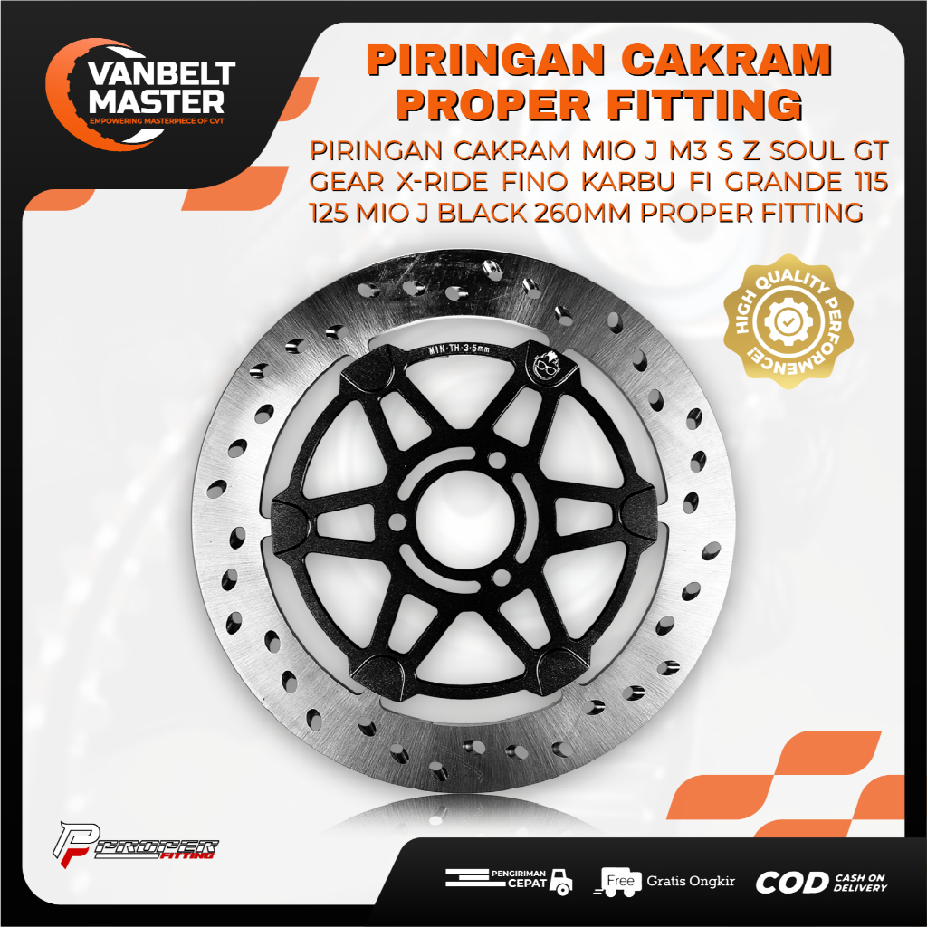 Piringan Cakram Disk Brake Floating 260mm Mio J M3 S Z Soul GT Fino 115 125 Karbu Fi Grande Black Hi