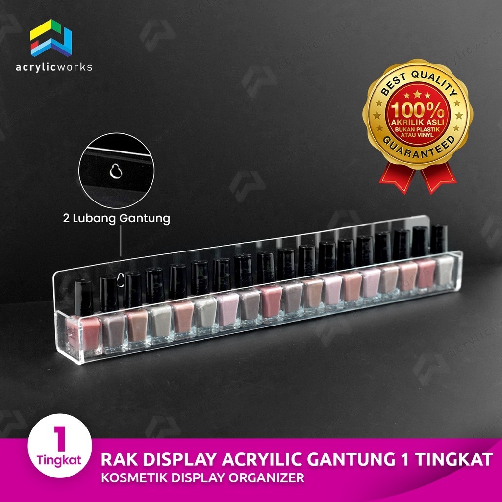 Rak Acrylic Organizer 40 cm Rak Gantung Kosmetik Rak Botol Kutek Serbaguna