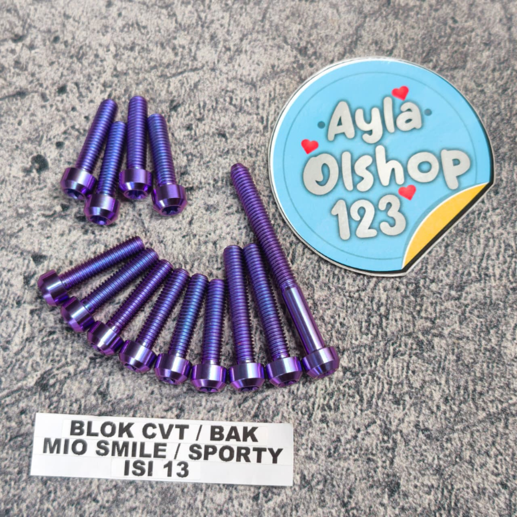 Baut titanium bak / blok cvt mio sporty/ mio smile isi 13 Baut blok cvt mio sporty