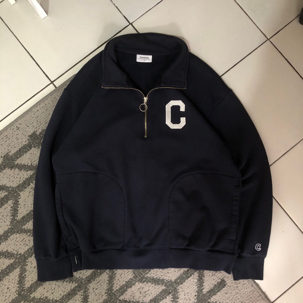 COVERNAT HALF ZIP SWEATER NAVY
