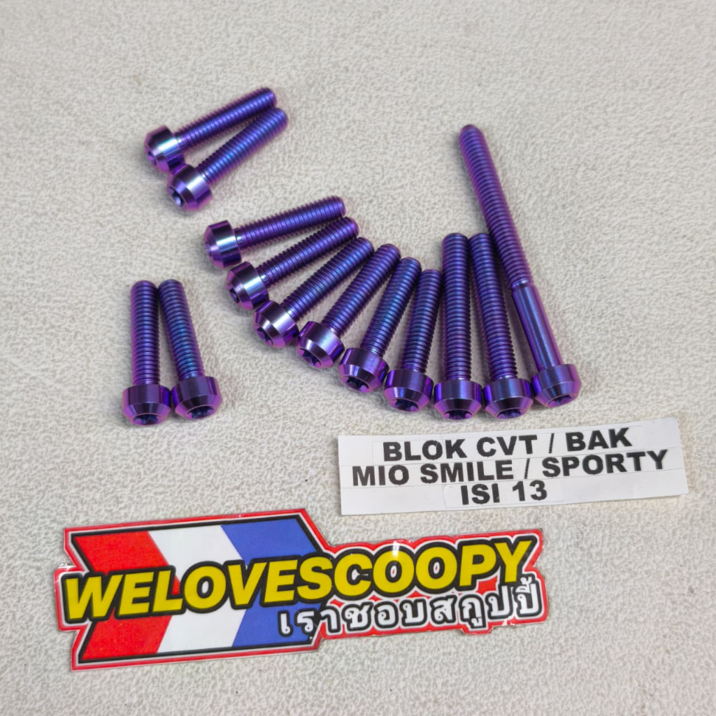 Baut titanium bak / blok cvt mio sporty/ mio smile isi 13 Baut blok cvt mio sporty