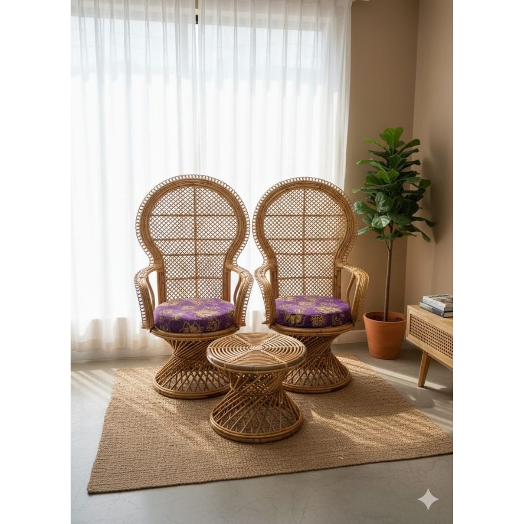 SATU SET KURSI + MEJA ROTAN - SET KURSI ROTAN + MEJA ROTAN