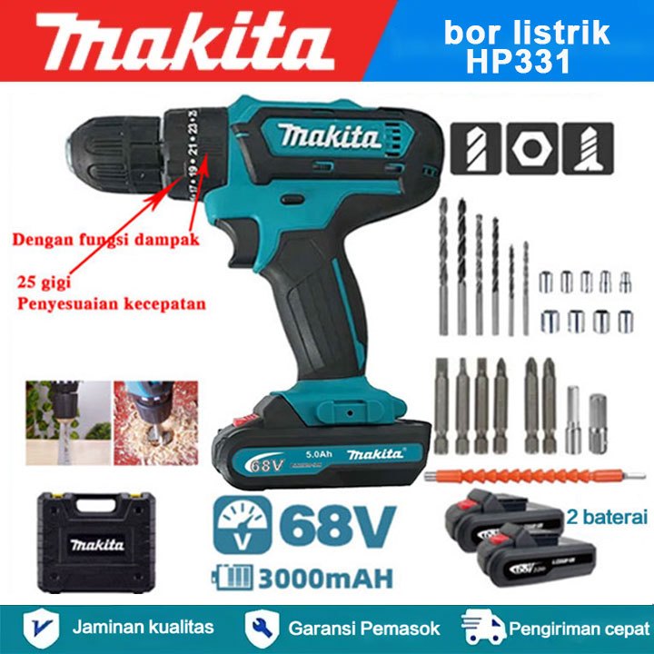 Bor Impact Makita Bor Listrik HP331 Bor Baterai Kapasitas Besar Obeng Listrik Rumah Tangga