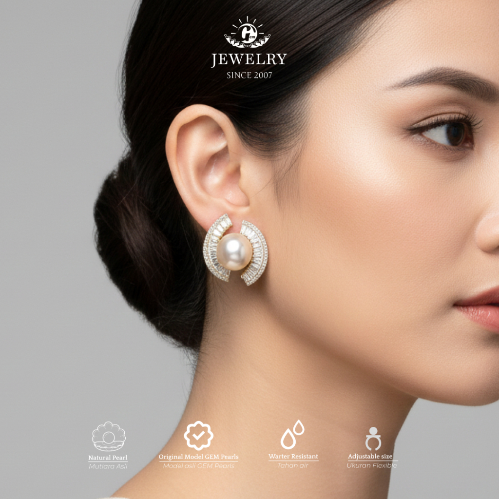 Giwang Mutiara Air Laut Asli | Giwang Mutiara Air Laut Cantik | Penggunaan Setiap Hari | Oleh-oleh A