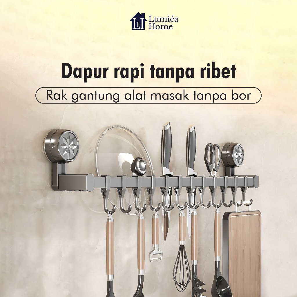 Rak Gantung Alat Dapur Tanpa Bor - Rak Plastik Penyimpanan Dapur Multifungsi - Gantungan Alat Dapur