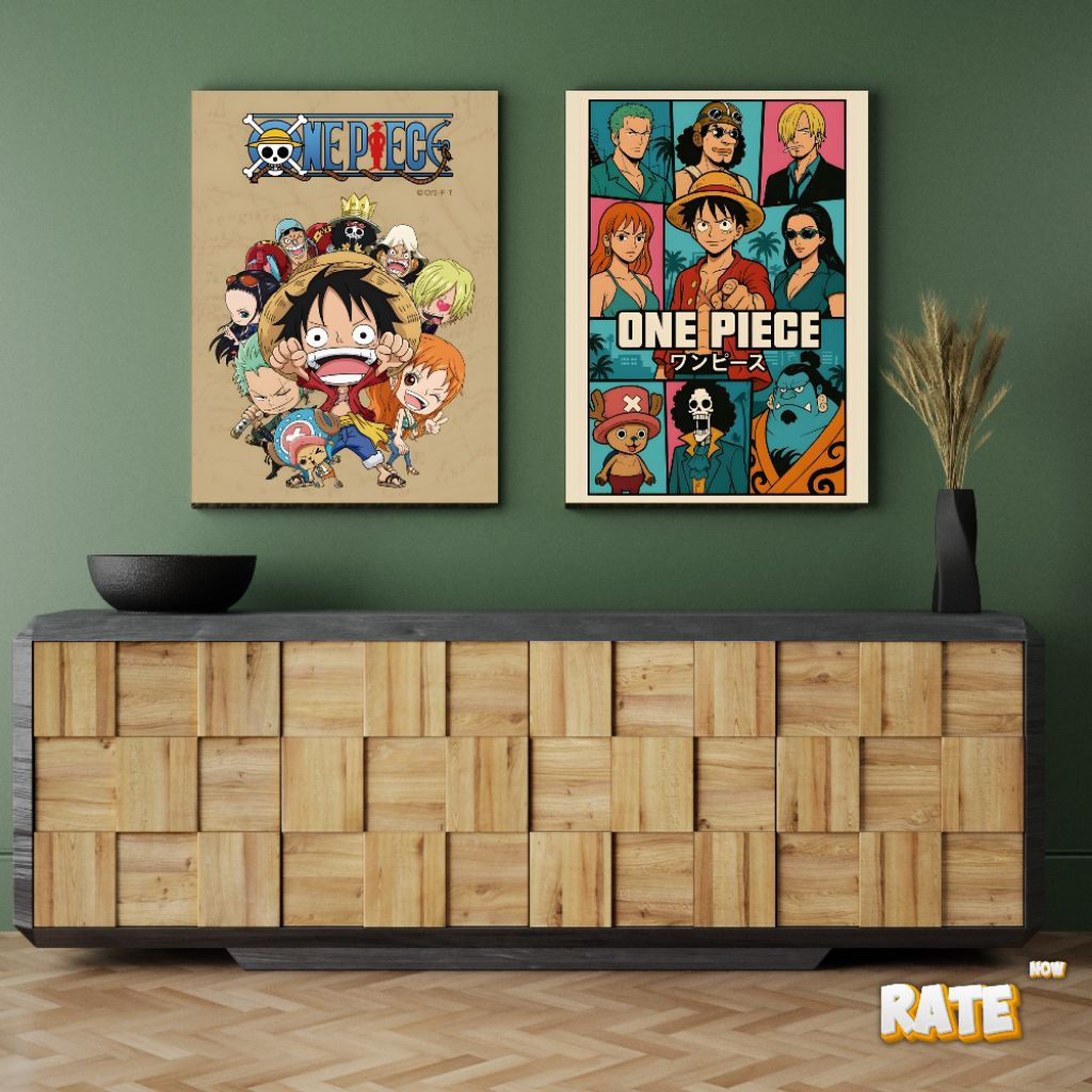 Hiasan Dinding Poster Bingkai Kayu Anime One Piece Dekorasi Kamar Walldecor Anime