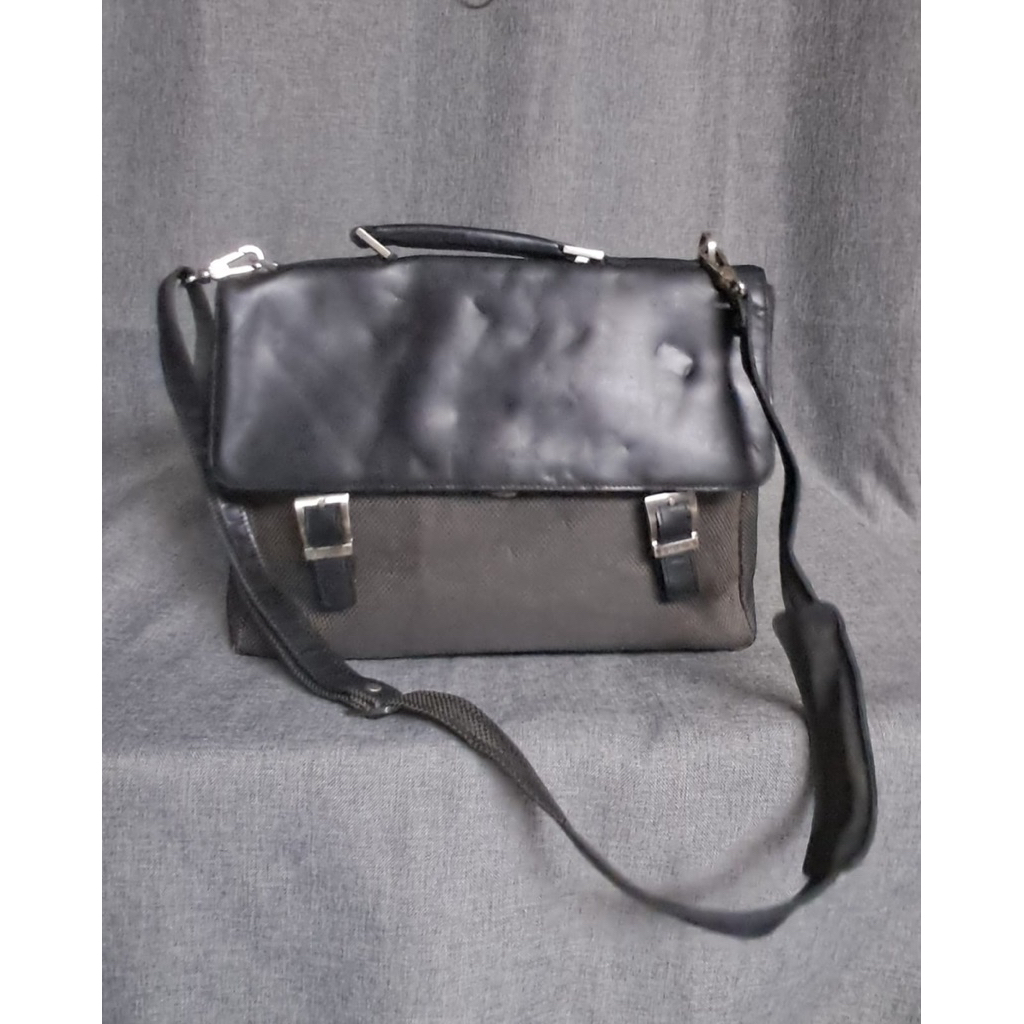 Tas laptop/Slingbag kanvas mix kulit Samsonite