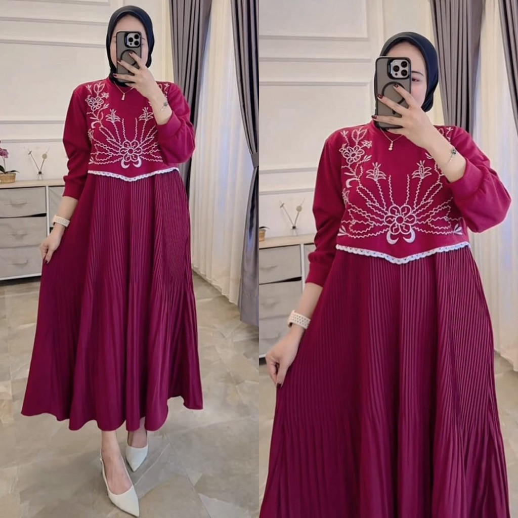 tokyo premium_midi dres prisket bordiran cantik kaos knit