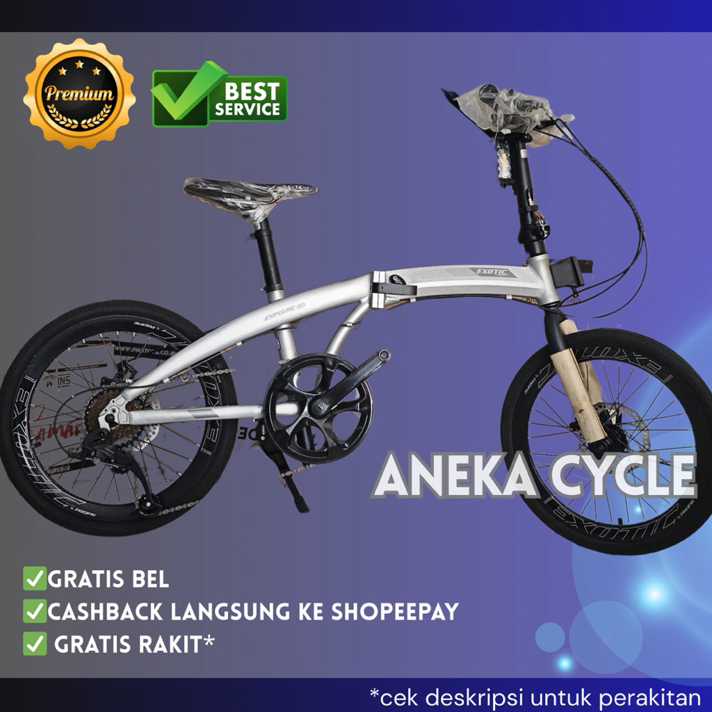 Sepeda Lipat Exotic Explore 150 20 Inch Alloy Rem Cakram Disc Brake 9 Speed