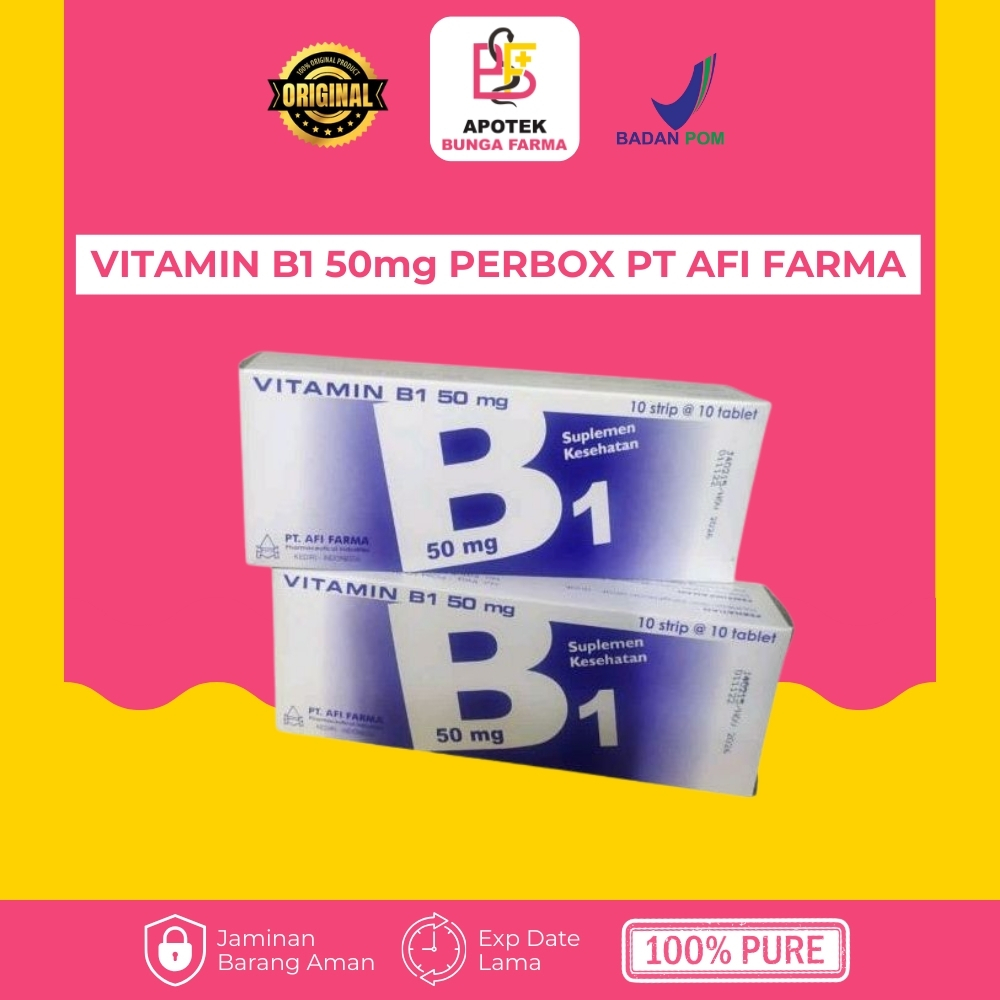 VITAMIN B1 50mg PERBOX PT AFI FARMA - Suplemen Kesehatan Vitamin B - Tablet Vitamin