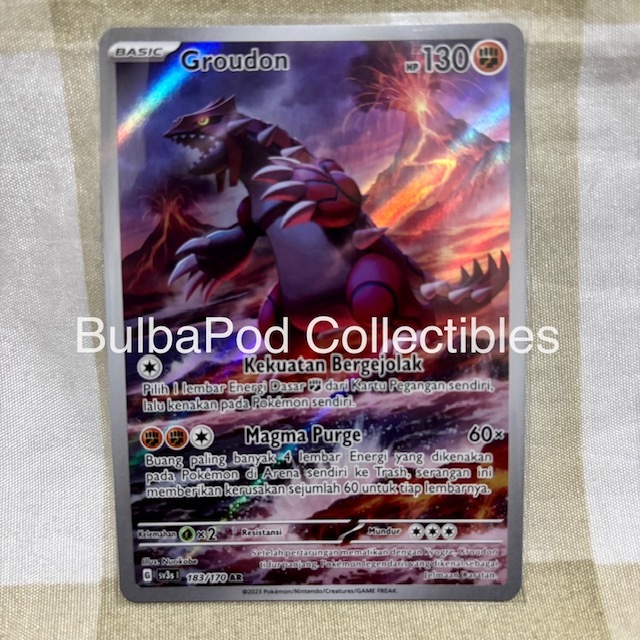 Pokemon TCG Indonesian Groudon sv3s 183/170 AR Kilau Hitam