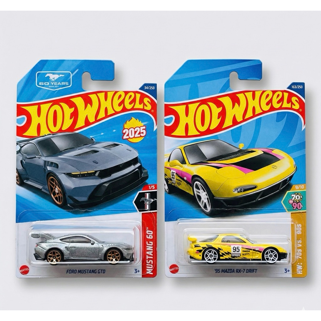 Paket HotWheels 95 Mazda RX-7 Drift dan Ford Mustang GTD