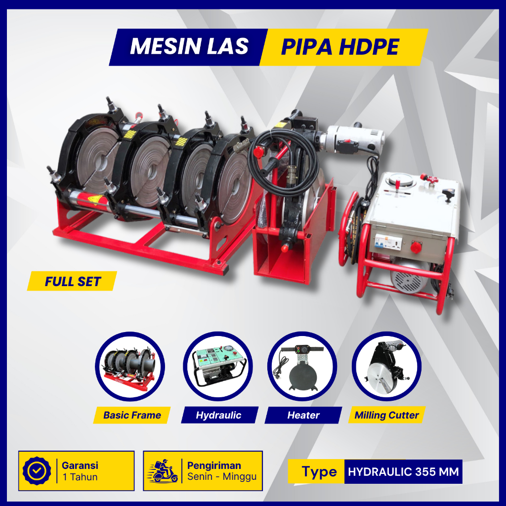 Mesin Las Pipa Hdpe SHD 355 MM / 14 Inch Hydraulic | Mesin Penyambung Pipa Hdpe 3-14 Inch Hydraulic