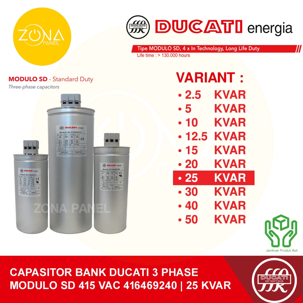 KAPASITOR CAPASITOR BANK DUCATI SD STANDART DUTY 25 KVAR 25KVAR 415VAC - 416469240