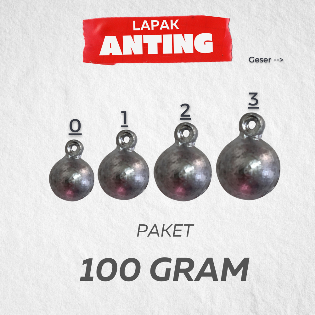 Paket 1 Ons | Timah Pemberat Pancing Model ANTING | Timah Dasaran | Bentuk Aerodinamis