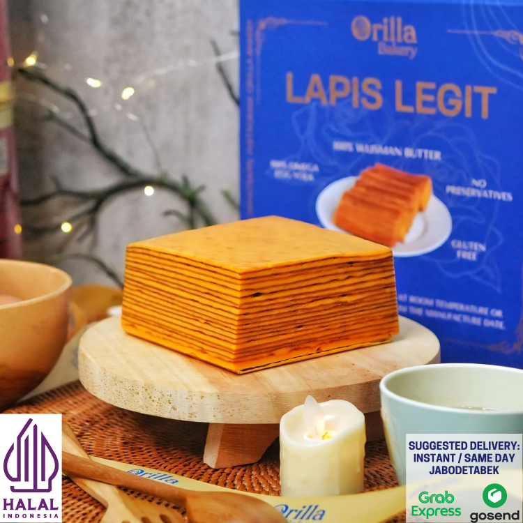 Lapis legit premium Original 9x9 Orilla Bakery Full Wisman Gluten Free Kuning Telur Omega