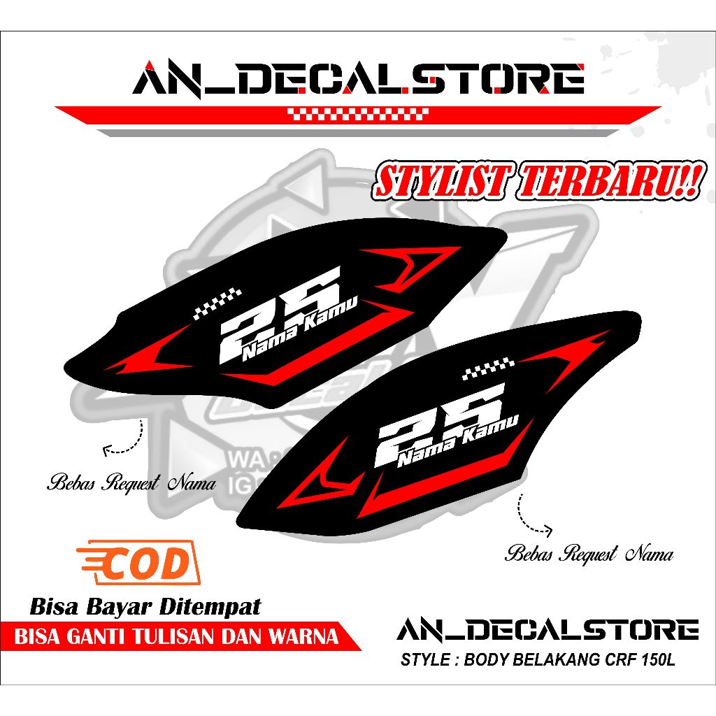 STICKER STIKER BODY BELAKANG SAMPING KANAN KIRI CRF 150L
