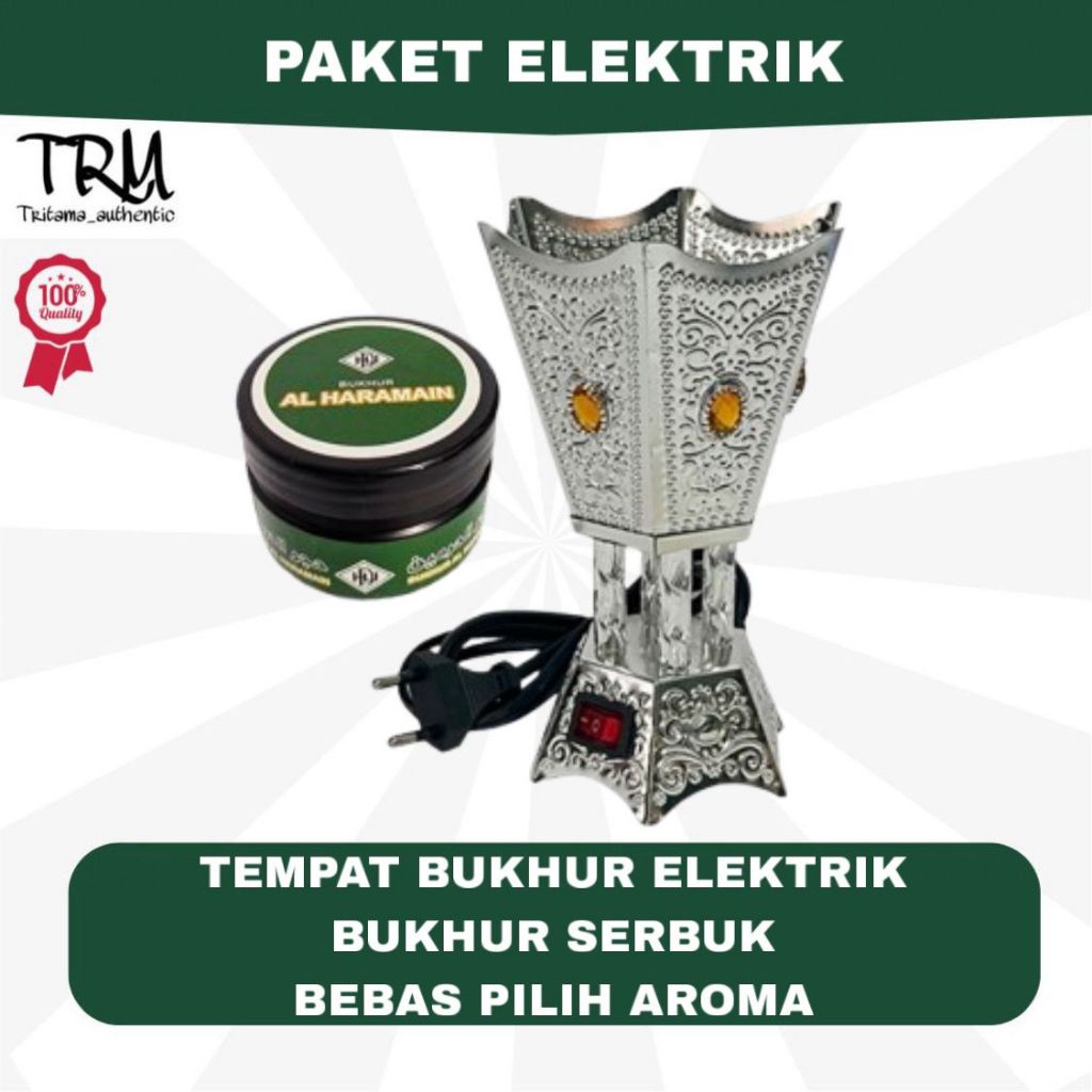 Paket Bukhur Serbuk Bukhur Bakhour + Prapen Bukhur Listrik / Mabkhara Elektrik