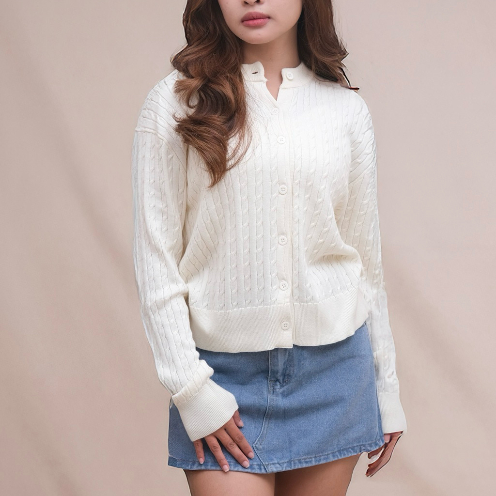 VASHAL - Cable Knit Cardigan | Cable Premium | Cable Knit Katun