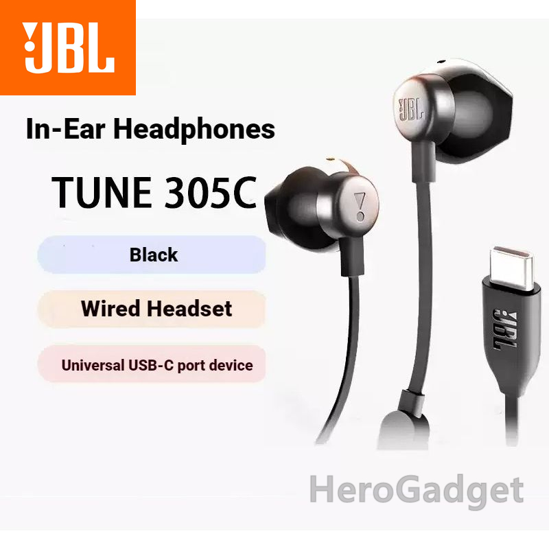 Earphone JBL Tune 305C Handsfree Kabel Type C Stereo Bass