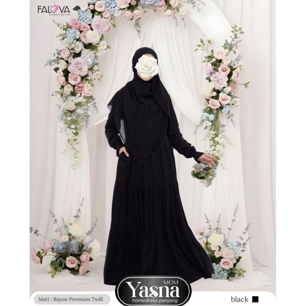 gamis polos hitam basic #gamis rayon premium