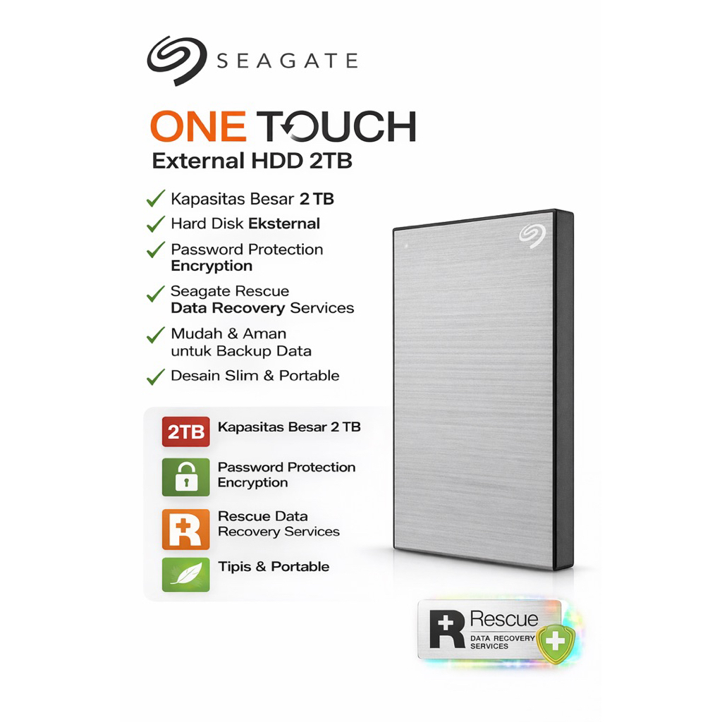 Hardisk  External  2tb Seagate One Touch