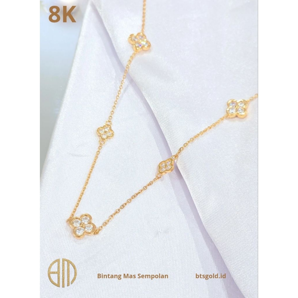 Kalung Serut Variasi Flower Permata Emas Asli