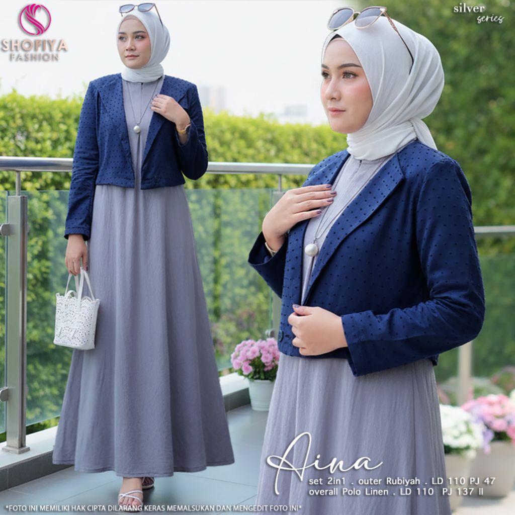[NEW] GAMIS DRESS WANITA AINA SET BY SHOFIYA // FASHION MUSLIM KEKINIAN // OVERALL DINDA DRESS BY SH
