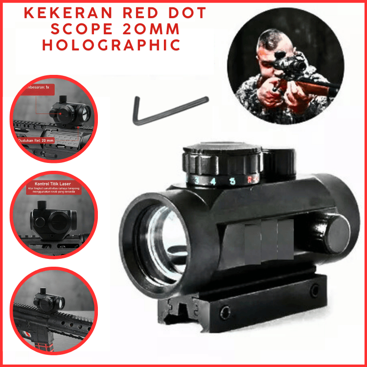 COD Kekeran Teropong Senapan Holographic Red Dot Scope 20mm Jarak ajuh siang malam - M-01