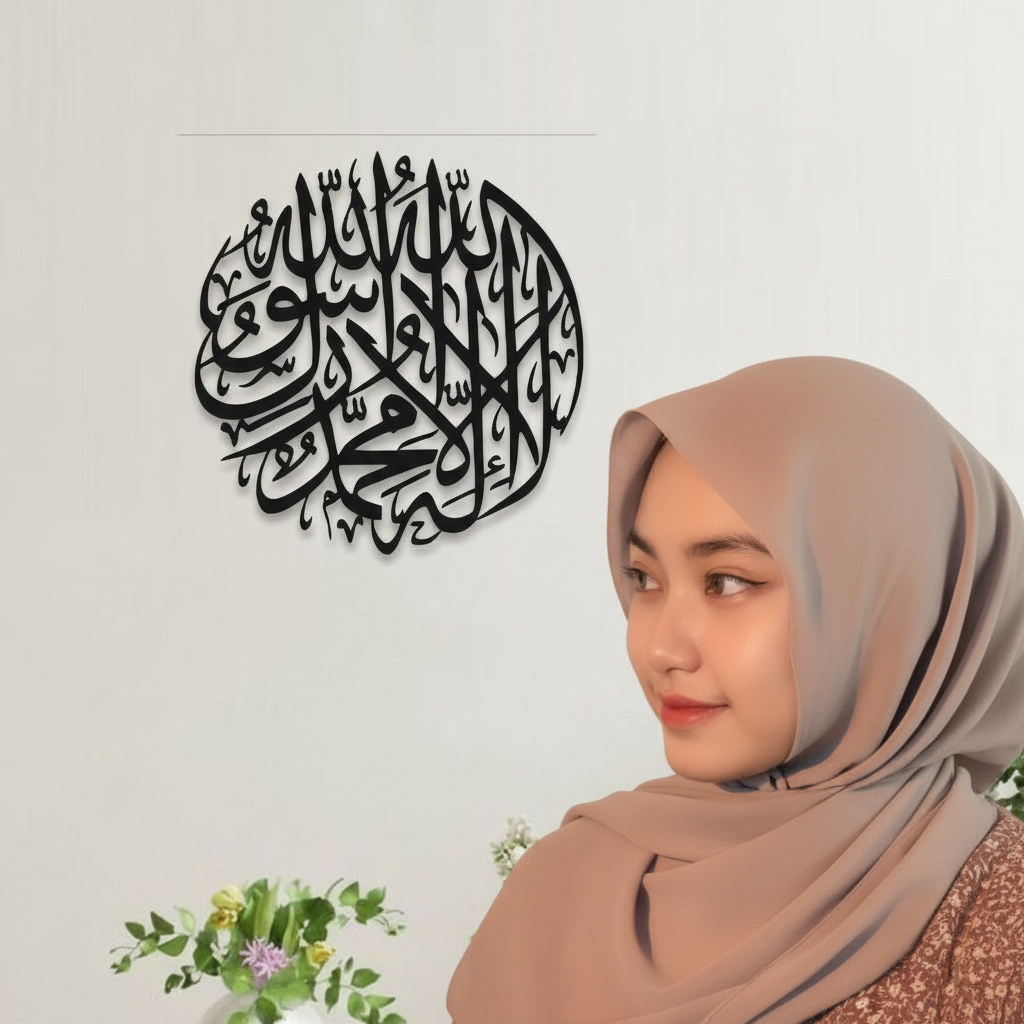 (PROMO HARI INI) Pajangan Kaligrafi Tauhid Besar - Kaligrafi Dinding Mewah, Dekorasi Islami Modern, 