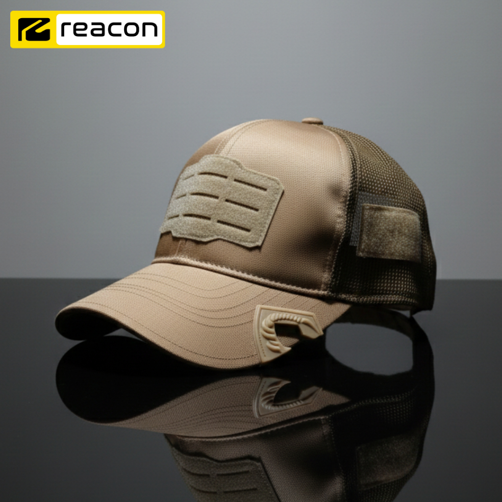 Topi Tactical Reacon Ripstop - Desain Velcro, Bahan Ripstop Jaring, Motif Polos Cream
