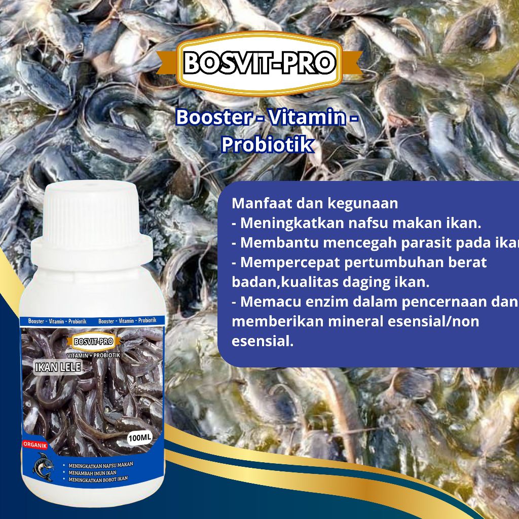 Vitamin Boster Ikan Lele 100ml - Nutrisi Organik Cair lele - Pemacu Pembesar Ikan Lele