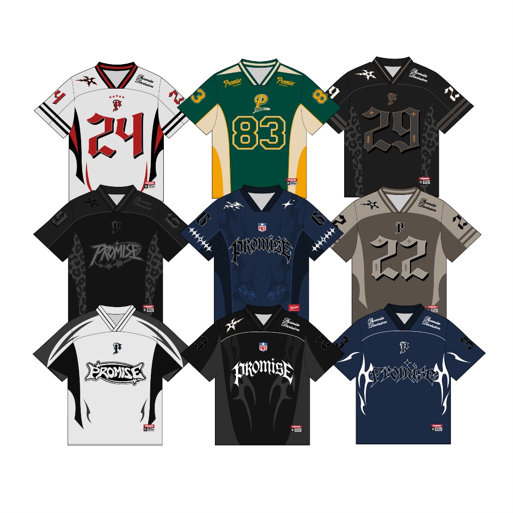 PROMISE Jersey Vintage Oversize Boxy Promise  Jumbo Big Size Skena Pria Wanita Unisex Tshirt Sport D