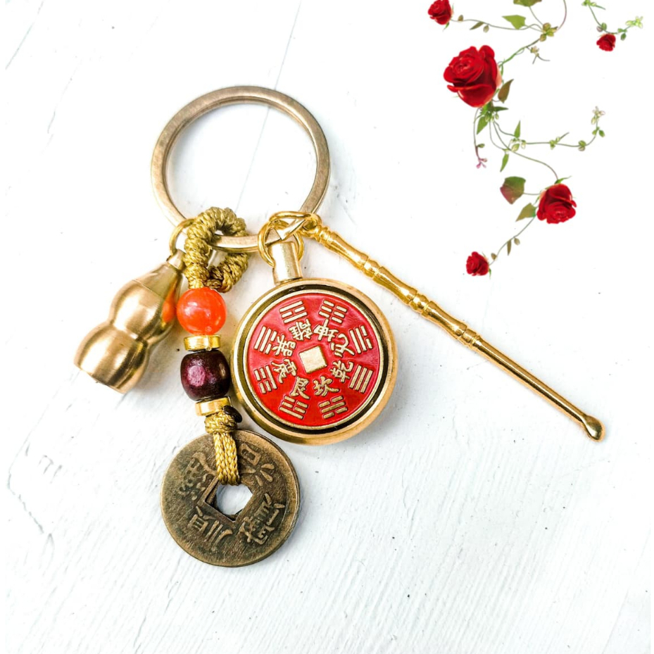 NUNU-Terabaru Gantungan Kunci guci hoki  Koin Kuno Cina Feng Shui keberuntungan GANTUNGAN GUCI HOKI