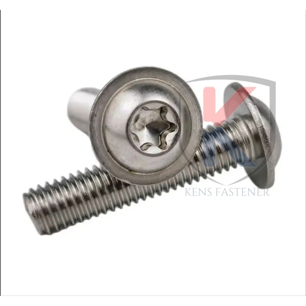 BAUT BINTANG FLANGE BUTTON HEAD M6x20 STAINLESS STEEL