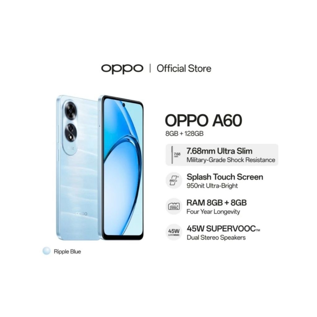 HP OPPO A60 8/128 GB - OPPO A 60 RAM 8GB ROM 128GB GARANSI RESMI