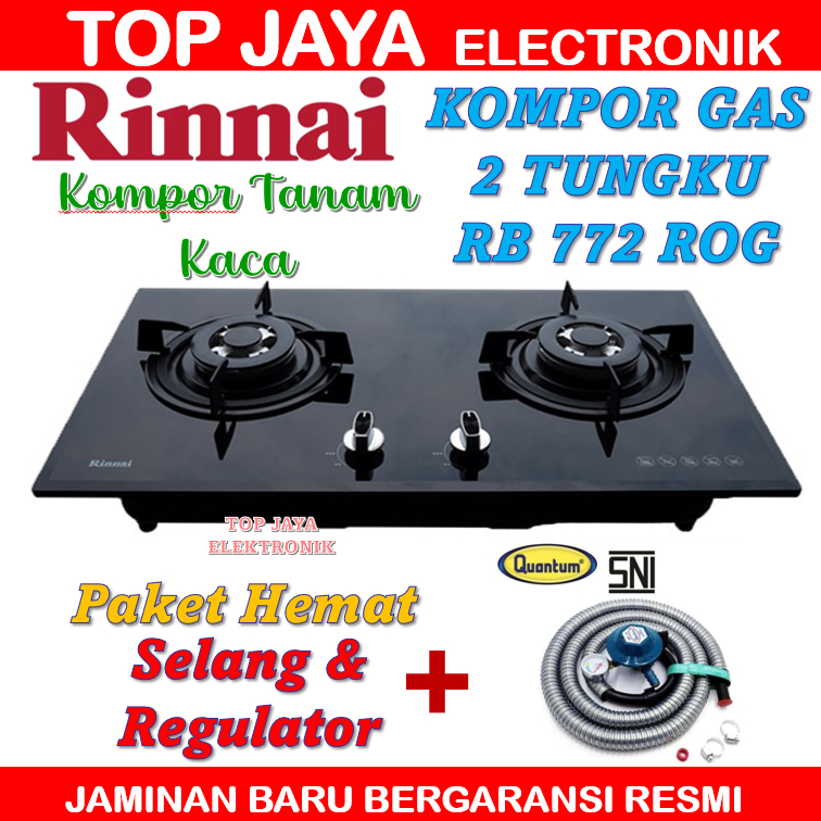 KOMPOR GAS TANAM RINNAI RB 772RO-G/RINNAI KOMPOR TANAM 2 TUNGKU KACA NEW SERIES