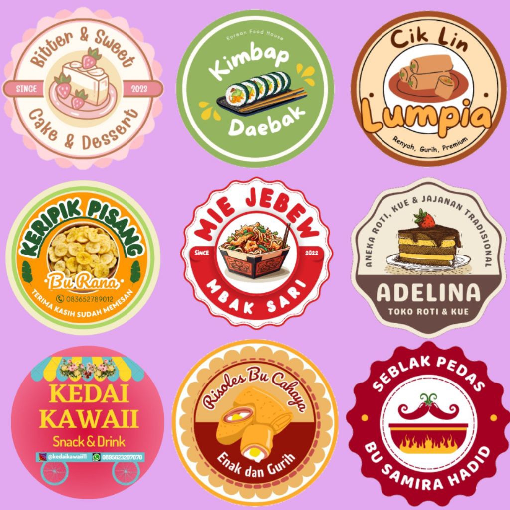 [48pcs]Cetak stiker logo makanan UMKM minuman UMKM Free desain sudah cutting tinggal tempel