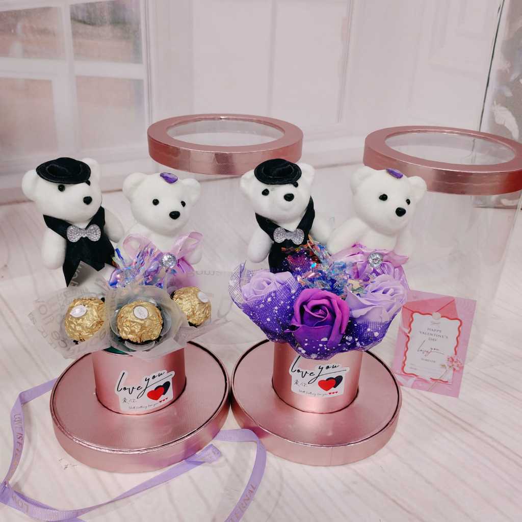 Hampers Valentine SPECIALLYGIFT / Kado Boneka Bear Coklat Mika Box HVAL007