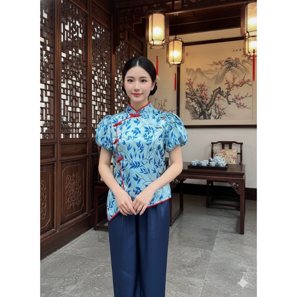 Atasan kerah shanghai qibao imlek jumbo size LD 120cm cheongsam