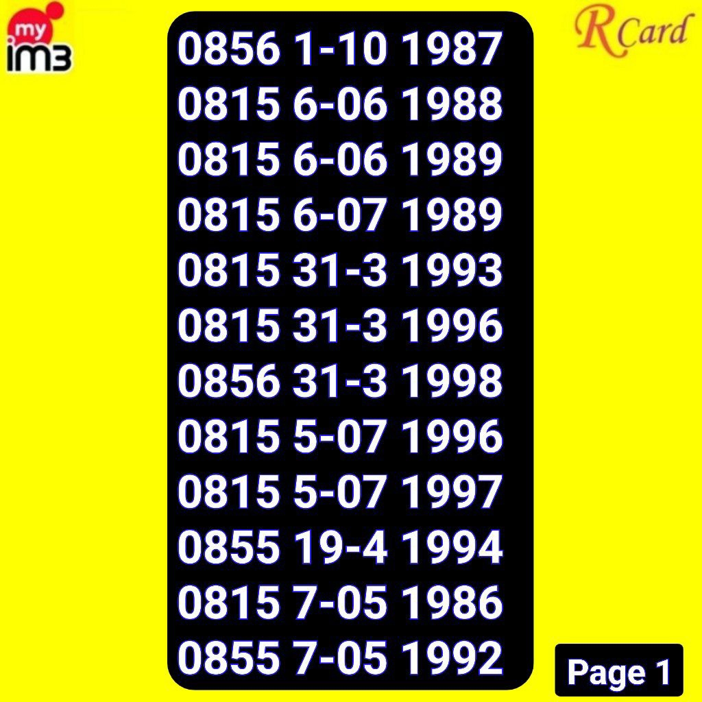 Perdana Nomor Cantik Indosat Im3 11 Digit Tahun Bulan 19 Januari 19 April 31 maret 5 Juli 194 1994 5