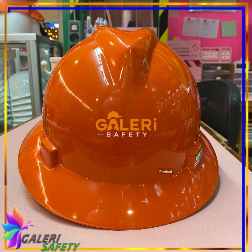 Helm Safety MSA Fullbrim Orange Fastrack Lokal SNI - Safety Helmet MSA Full Brim Fastrack