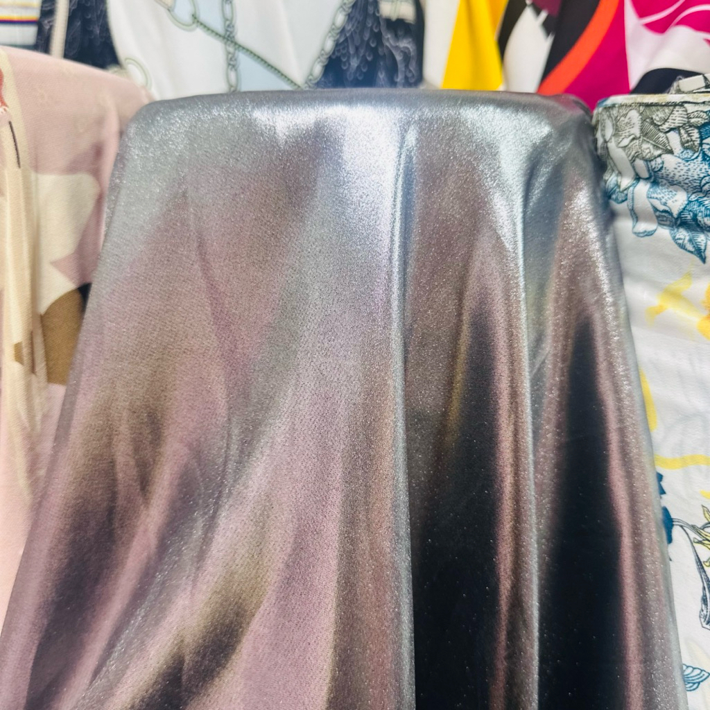 Kain Zara Crepe Metalik - Kain Silver Metalik - Kain Zara Crepe Perak - Kain Perak