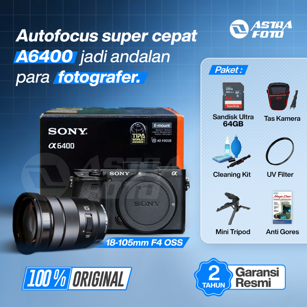 Sony A6400 Body Only & 18-105mm F4 OSS GARANSI RESMI Sony Alpha A6400