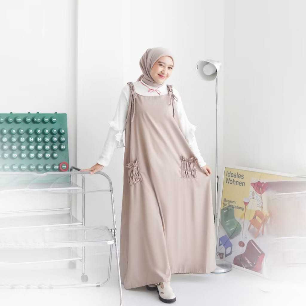 KEIKO OVERALL -  GAMIS MODEL OVERALL SAKU DEPAN POLOS - KOREAN STYLE KEKINIAN JUMBO XXL
